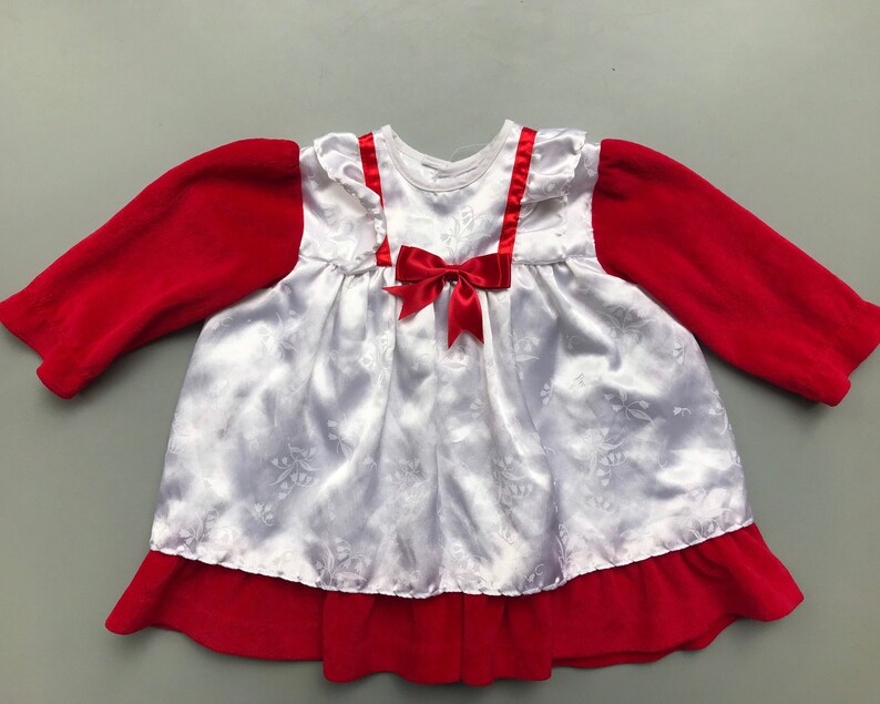 Vintage Red Velvet Christmas Dress Baby Girl 69 912 Months Etsy