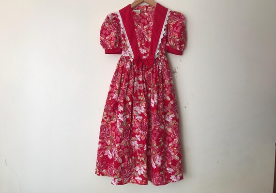 Vintage Laura Ashley 1980s Floral Sailor Dress 7-8 Years Formal  