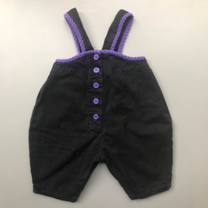 Vintage black purple gold glitter 1990s overalls 3-6 months baby girl purple bright retro dungarees image 5