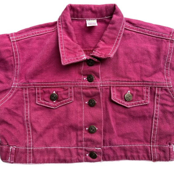 Burgundy cropped denim jacket outlet