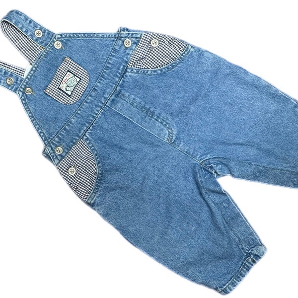 Denim dungarees baby boy girl retro vintage overalls 3-6 months 1990s unisex
