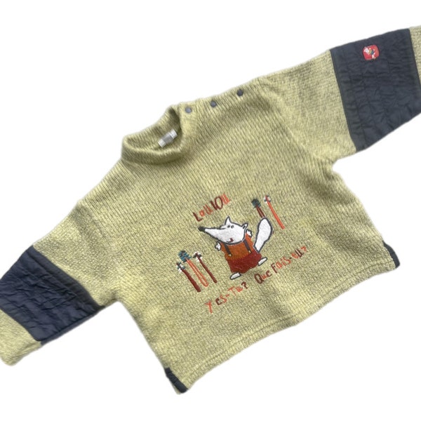 Vintage 1990s boy sweater jumper 18-24 months animals baby retro