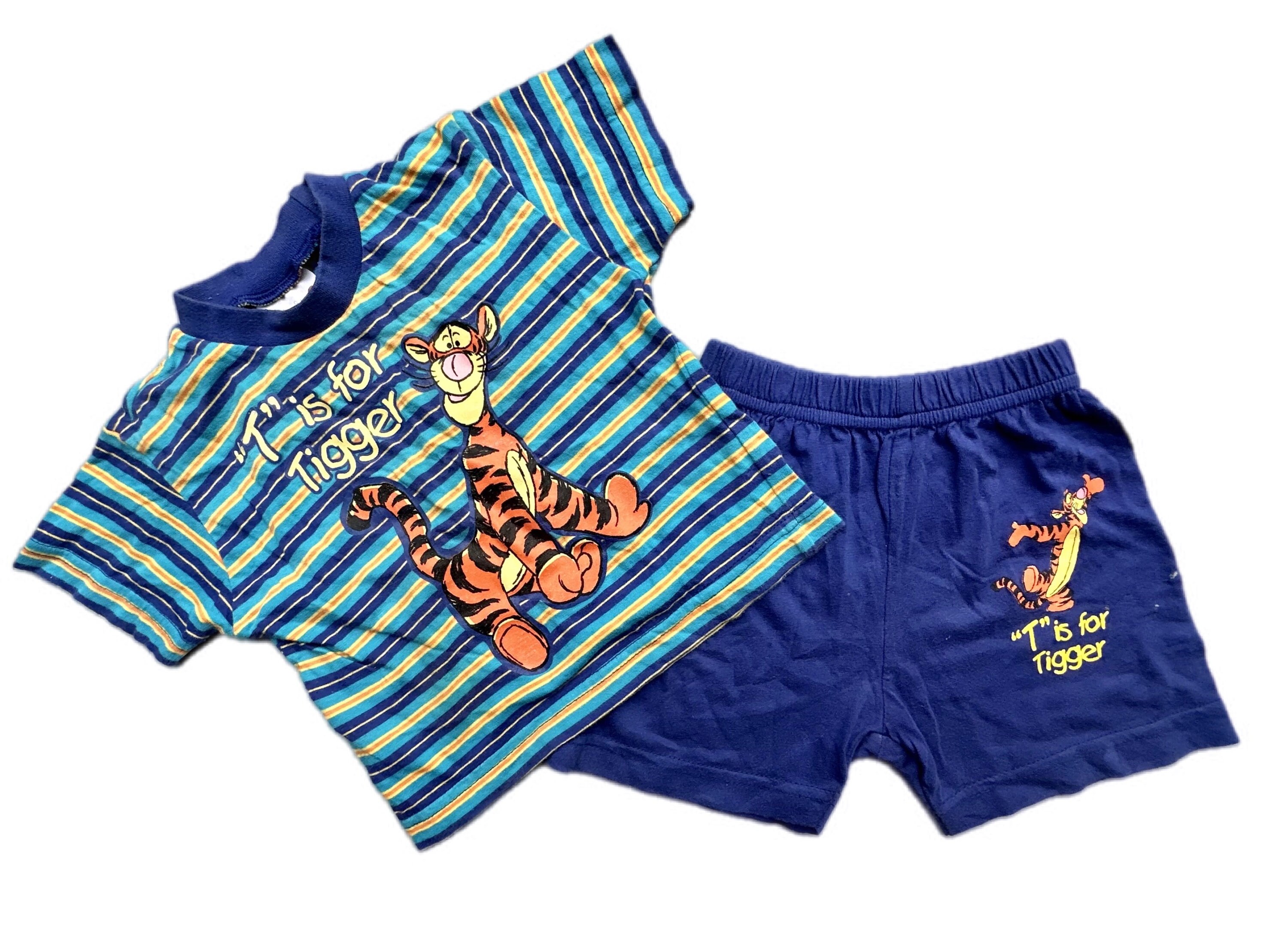 kids vintage 虎　スウェット　紺　90-95cm Vintage Boys Disney Tigger Shorts Outfit 6-9 Months 9-12