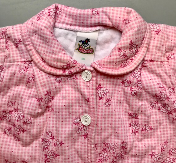Vintage newborn baby girl pink check floral play suit… Gem