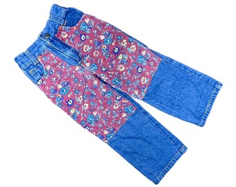 Vintage 1990s jeans baby girl 18-24 months floral denim trousers pants