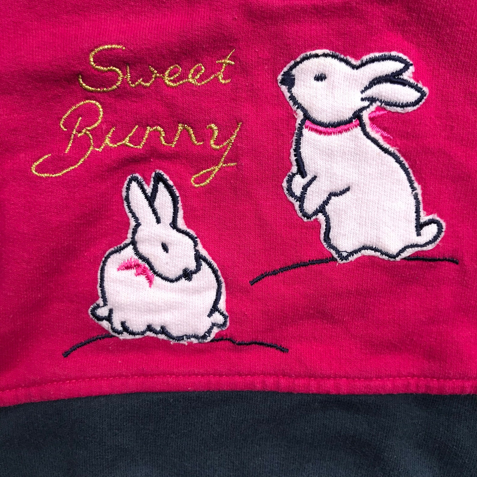 Vintage 1990s hot pink sweatshirt bunny rabbit check baby girl Etsy