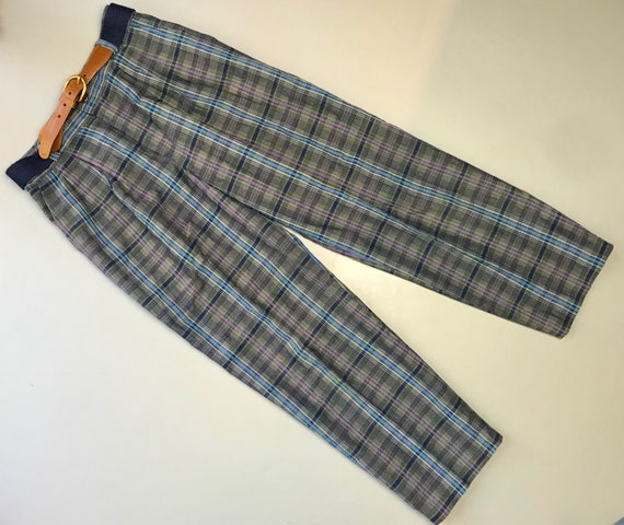 Vintage plaid trousers 6-7 years 1980s pants boy … - image 1