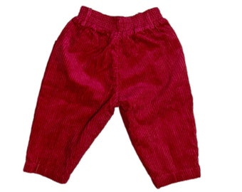 Vintage corduroy trousers 12-18 months boy girl pants 1990s retro red bubble