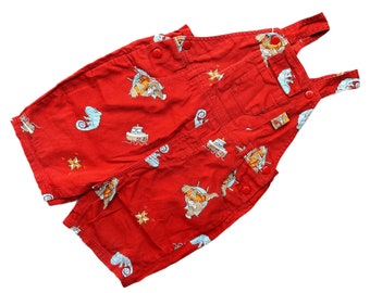 Vintage bright red boys shortalls 18-24 months