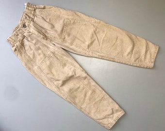 Vintage 1980er Kinder Jeans 6-7 Jahre sand beige retro Denim Jungen Mädchen hohe Taille