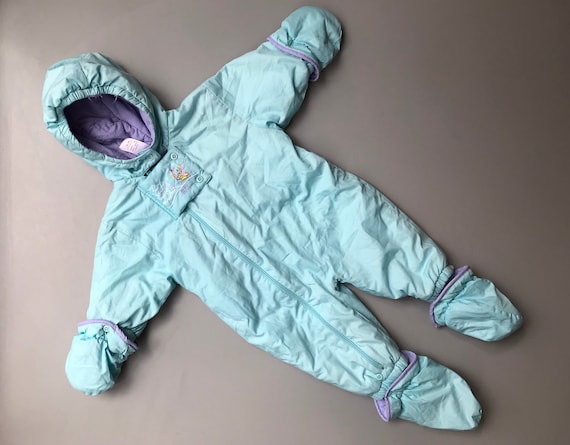 Habit de neige vintage bebe fille 0 3 ans 3 6 mois des annees 1990 retro violet vert pastel ski hiver epais chaud impermeable Etsy France