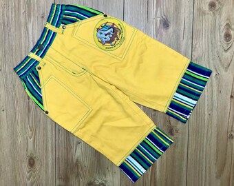 Vintage Lego trousers 2t 2-3 years striped yellow blue boy girl 1990s pants cropped summer shorts octopus pirate
