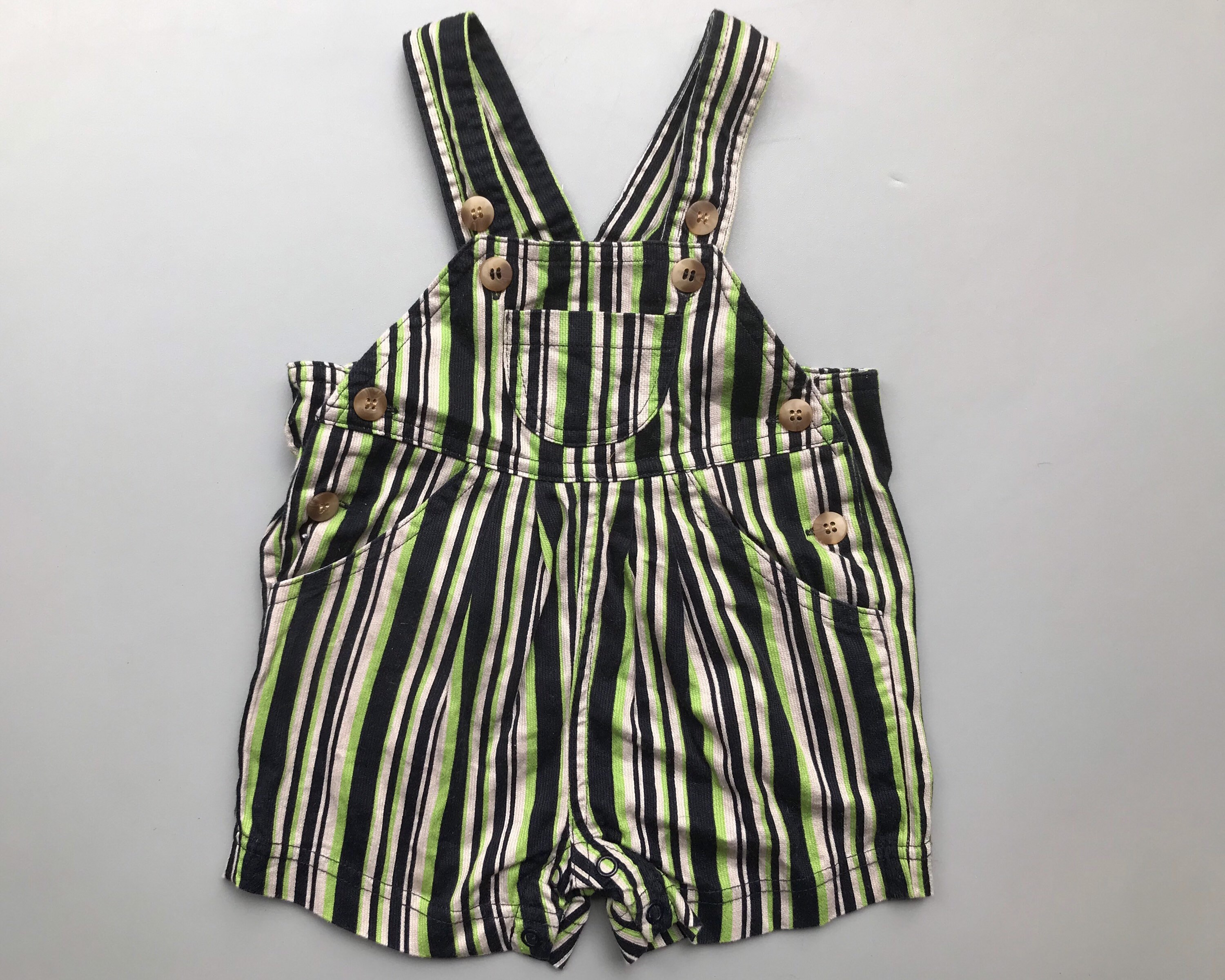 Green and white striped cheap overalls