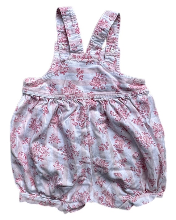 Pastel floral baby girl overalls vintage 1990s sh… - image 3