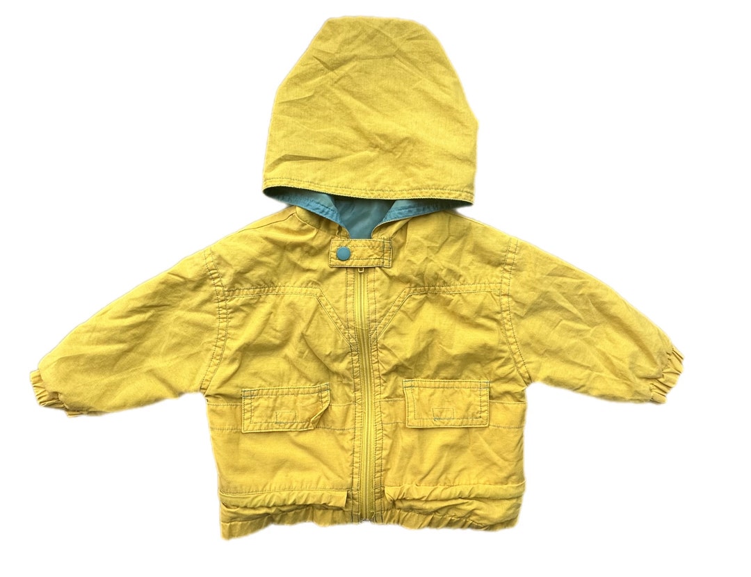 Vintage Baby Boy Girl Lightweight Jacket 36 Months Yellow Hooded Etsy