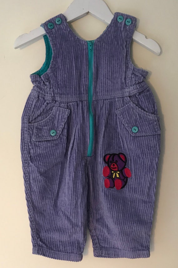 Vintage corduroy overalls 1990s 3-6 months purple… - image 2