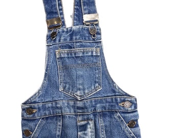 Vintage denim dungarees boy girl retro 1970s 4t 4-5 years overalls blue