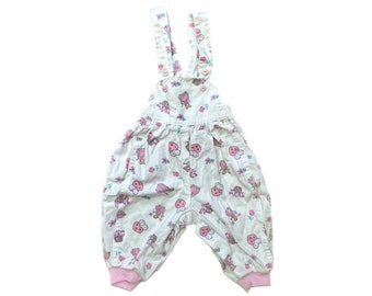 Vintage baby girl mice pink overalls dungarees 3-6 months 1990s