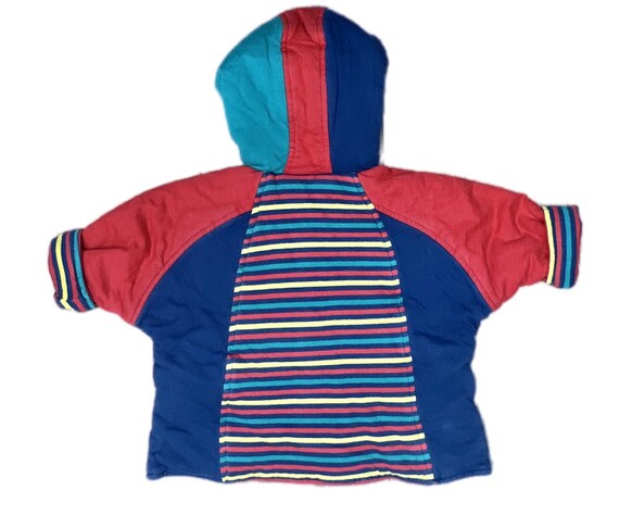 Vintage baby padded bright colour block hoodie 6-… - image 3