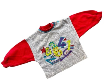 Vintage helle Farbe Block Sweatshirt Baby Jungen 3-6 Monate