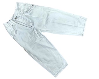 Vintage white boys trousers 2t 2-3 years girl jeans 1990s pants retro