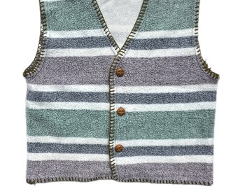 Vintage fleece vest waistcoat 3t 3-4 years boy girl 1990s retro stripe