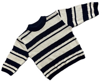 Vintage sweater 1990s 2t boy 2-3 years monochrome stripe kids jumper retro