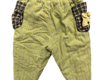 Boys vintage green plaid trousers 12 months 1990s pants