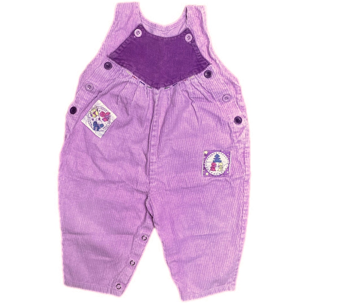 Purple Corduroy Overalls Pink Baby Girl Dungarees 69 Months 1990s