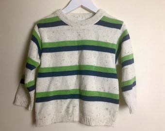 Vintage 1990s boy sweater jumper 18-24 months bright stripe retro