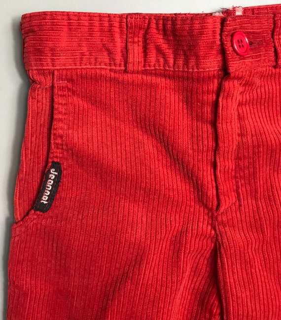 Vintage 1980s Kids Bright Red Corduroy 