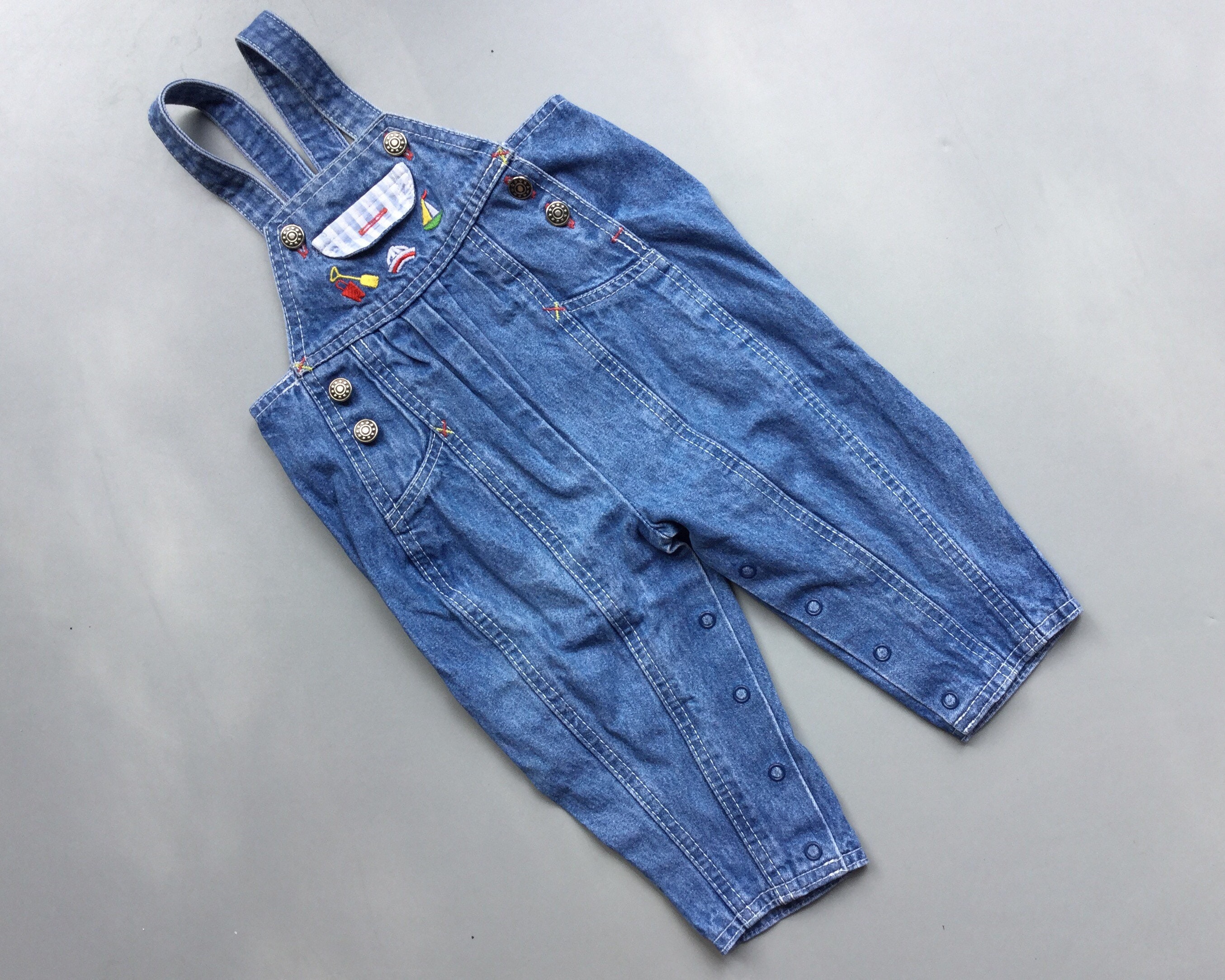Vintage Denim Bubble Overalls Baby Boy 