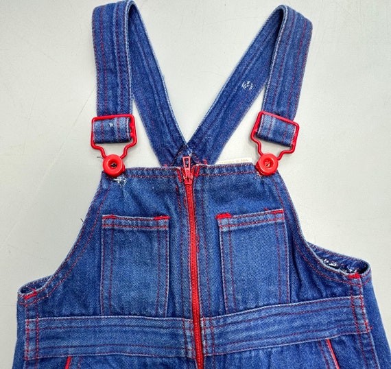 Vintage 1980s denim overalls boy girl 2-3 years 1… - image 2