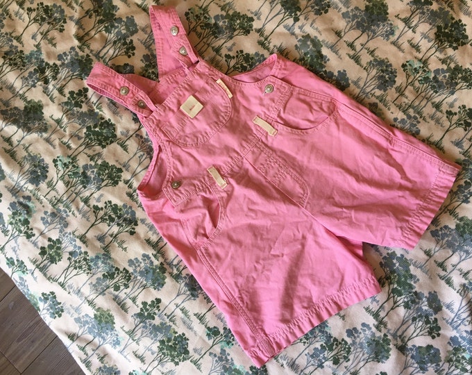 Vintage Baby Girl Overalls Dungarees Pink 1824 Months Girl Etsy
