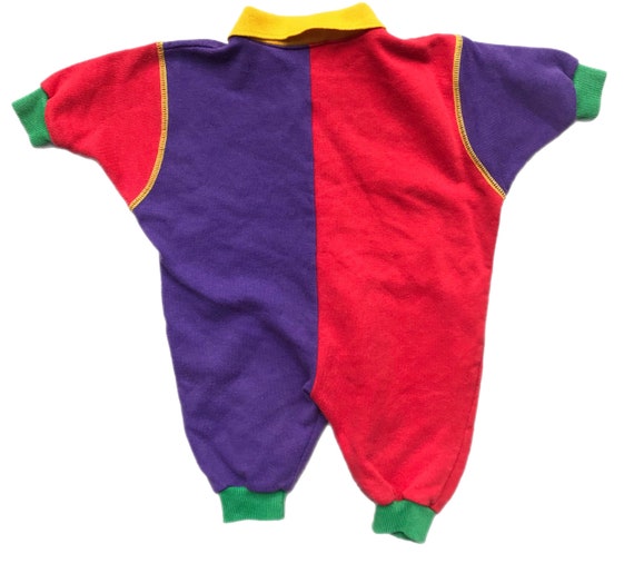 Vintage colour block baby playsuit 3-6 months 199… - image 3