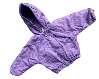 Vintage 1980s winter jacket baby boy girl  waterproof purple 12-18 months hooded