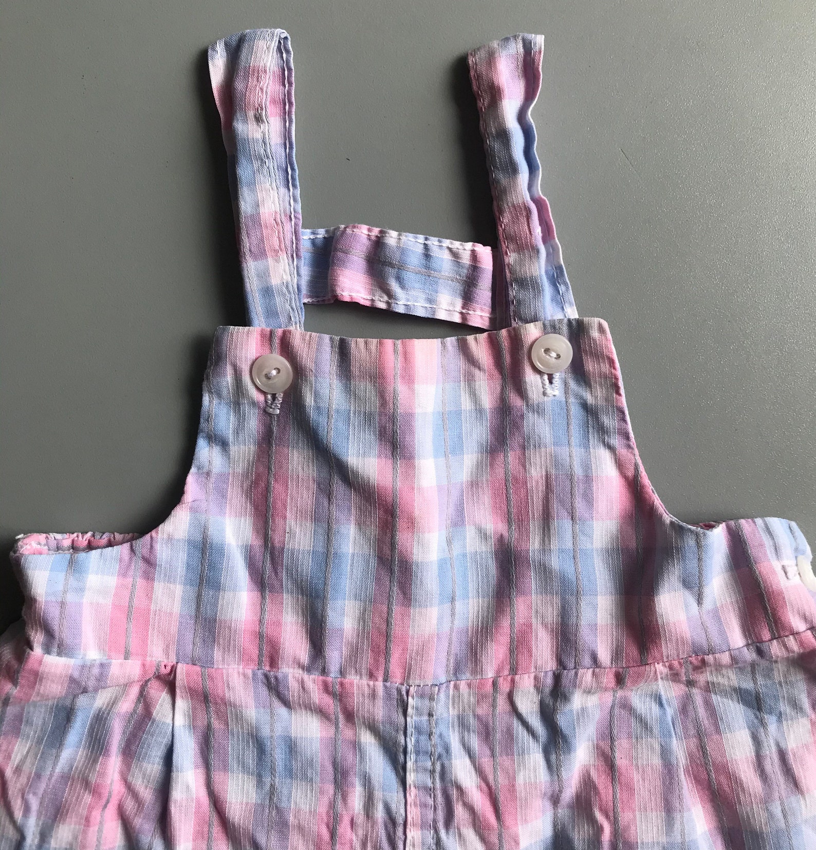 Vintage pastel plaid summer overalls baby girl 36 months Etsy