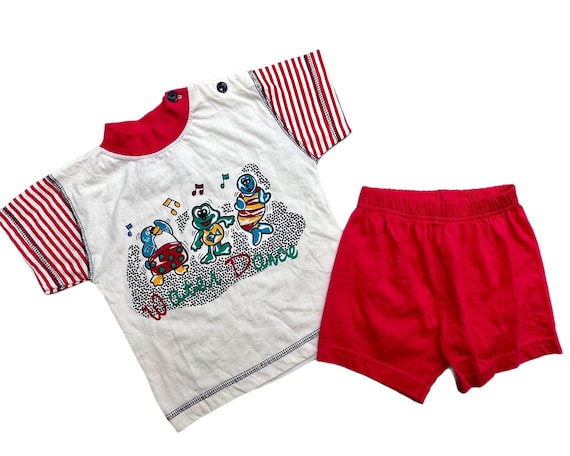 Vintage colour block summer outfit baby 6-9 months - image 1