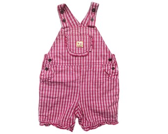 Vintage playsuit pink check girl shortalls 2-3 years 2t dungarees overalls 1990s summer