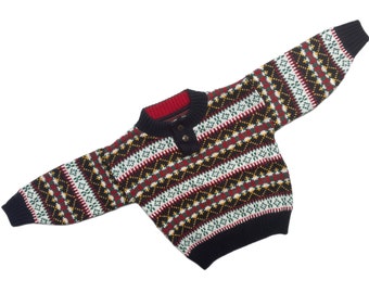 Vintage 1990s boy kids sweater jumper 18-24 months bright fair isle retro