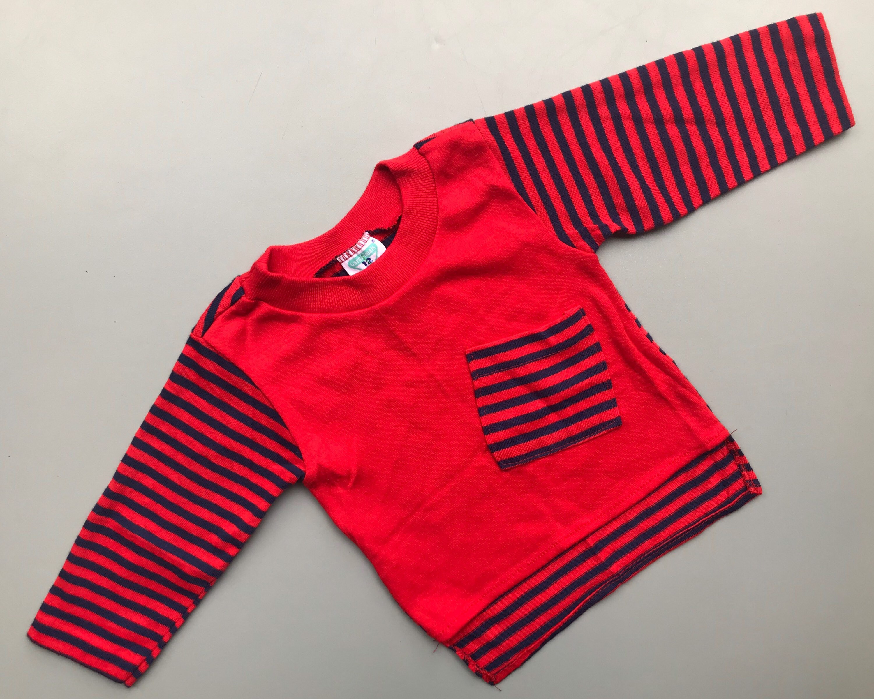 Vintage red blue stripe baby shirt long sleeved Garanimals | Etsy