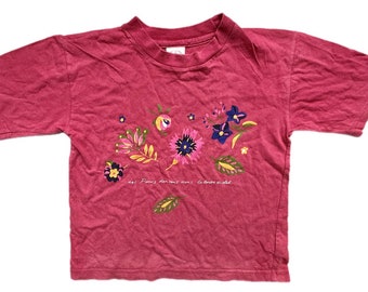 Vintage pink floral top girl 18-24 months 1990s retro summer bright shirt