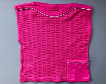 Vintage 1980s waffle tank top hot pink 3t  girl 3-4 years sleeveless summer shirt