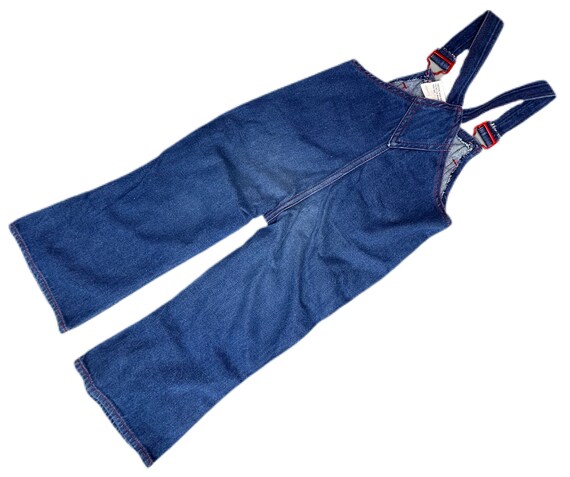 Vintage 1980s denim overalls boy girl 2-3 years 1… - image 3