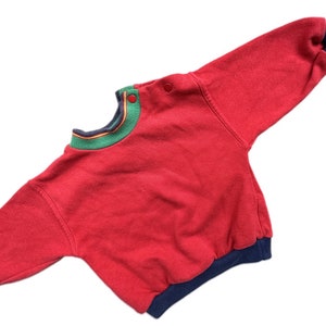 Sweat vintage lumineux pull bébé garçon fille années 1990 9-12 mois pull enfant rouge rétro