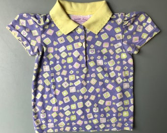 Vintage 1990s girls polo shirt purple yellow 2t 2-3 years 1990s retro summer