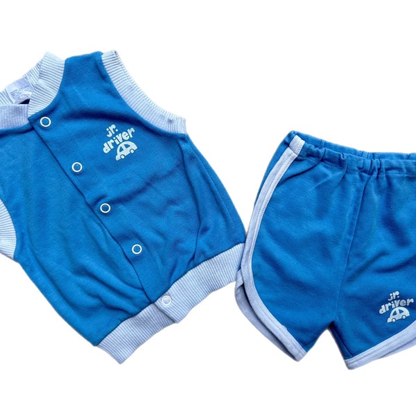 1980s baby boy outfit shorts 1980s tracksuit 6-9 months