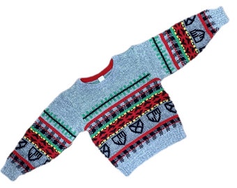 Vintage 1990s boy sweater jumper 18-24 months bright fair isle retro