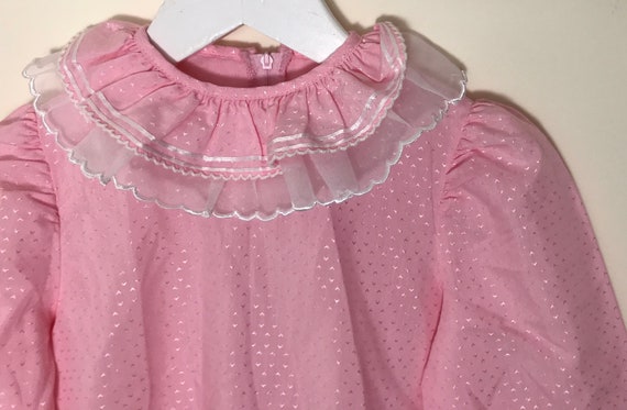 Pink vintage dress girl 2t age 2-3 years hearts s… - image 4