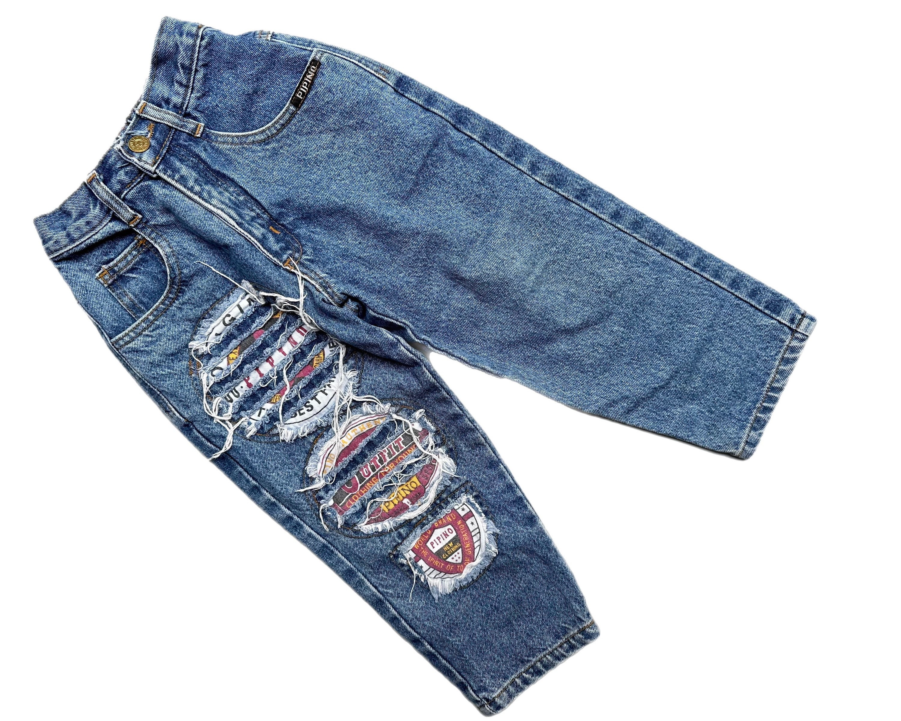 Vintage niños denim jeans 1990s 2t 2-3 años pantalones niña niño